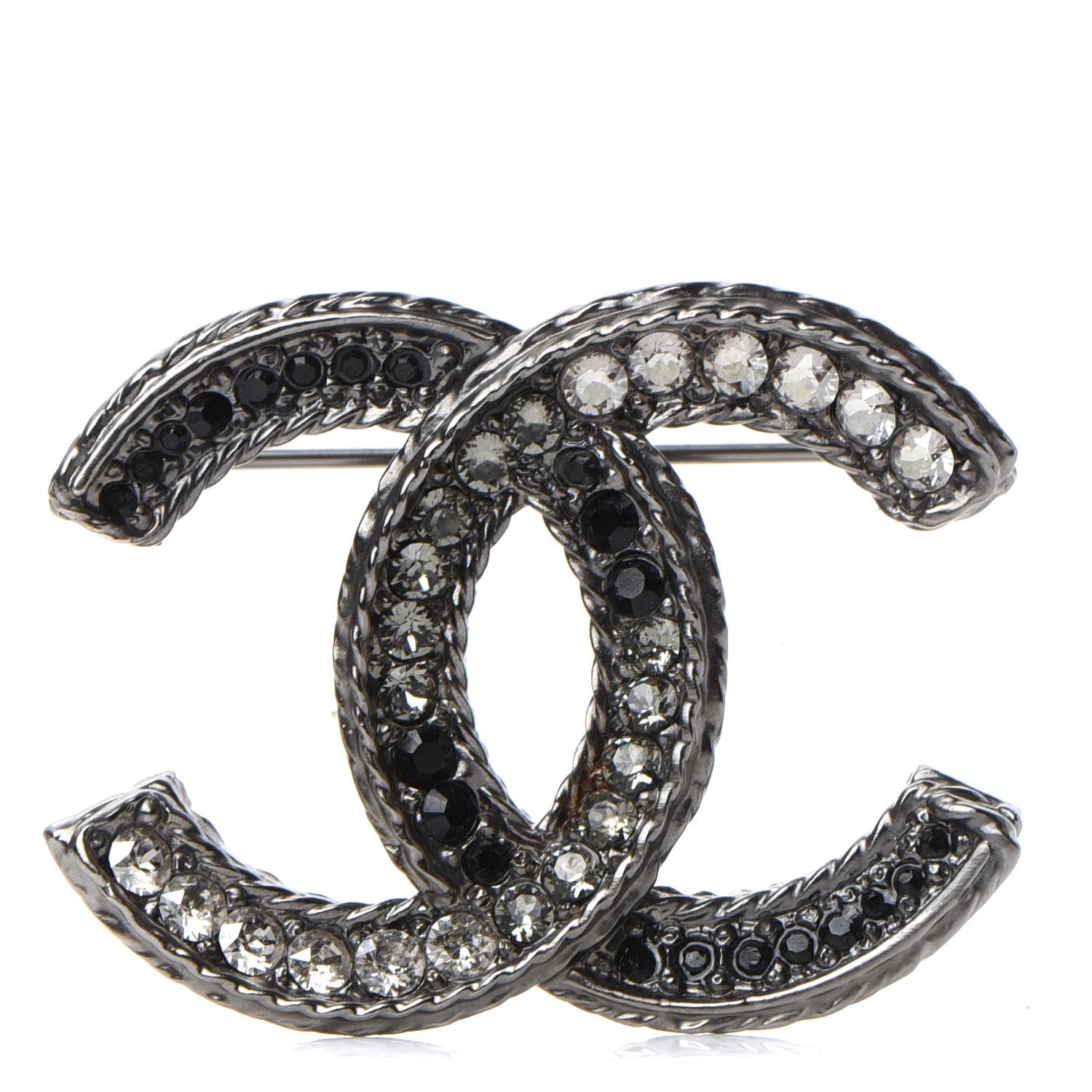 Chanel Ruthenium Crystal CC Brooch Black 1 of 5