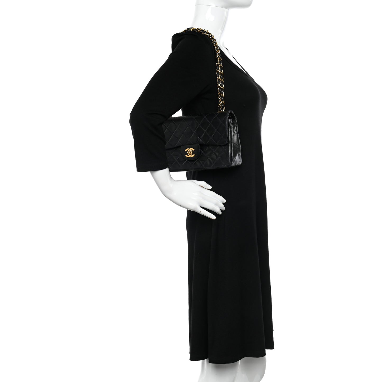 Lambskin Quilted Small Double Flap Black