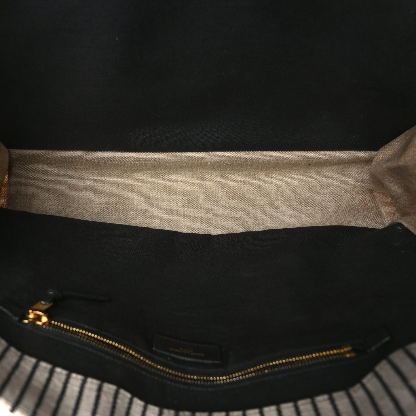 Embroidered Cotton Linen Rive Gauche Noe Tote Natural Black