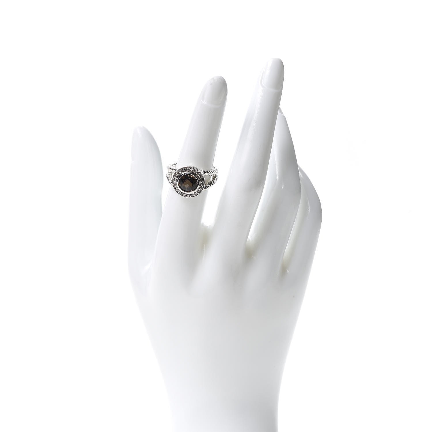 David Yurman Sterling Silver Diamond Smoky Quartz 8mm Petite Cerise Ring 53 6.25 2 of 4