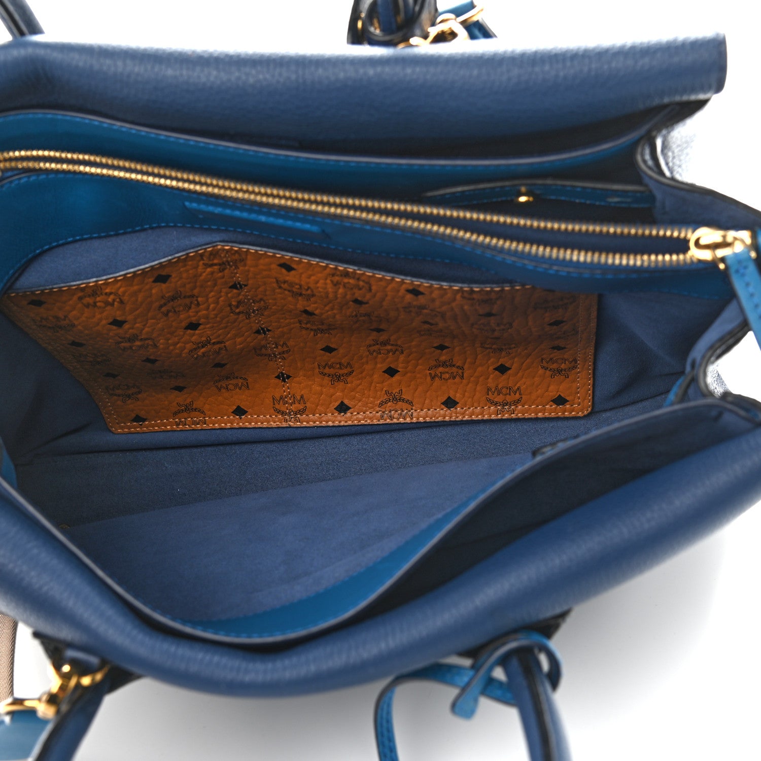 MCM Grained Calfskin Medium Milla Tote Navy 6 of 22