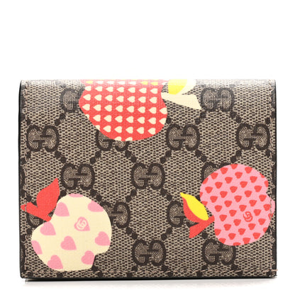 Gucci GG Supreme Monogram Les Pommes Card Case Wallet Beige Multicolor Mystic White 1 of 6