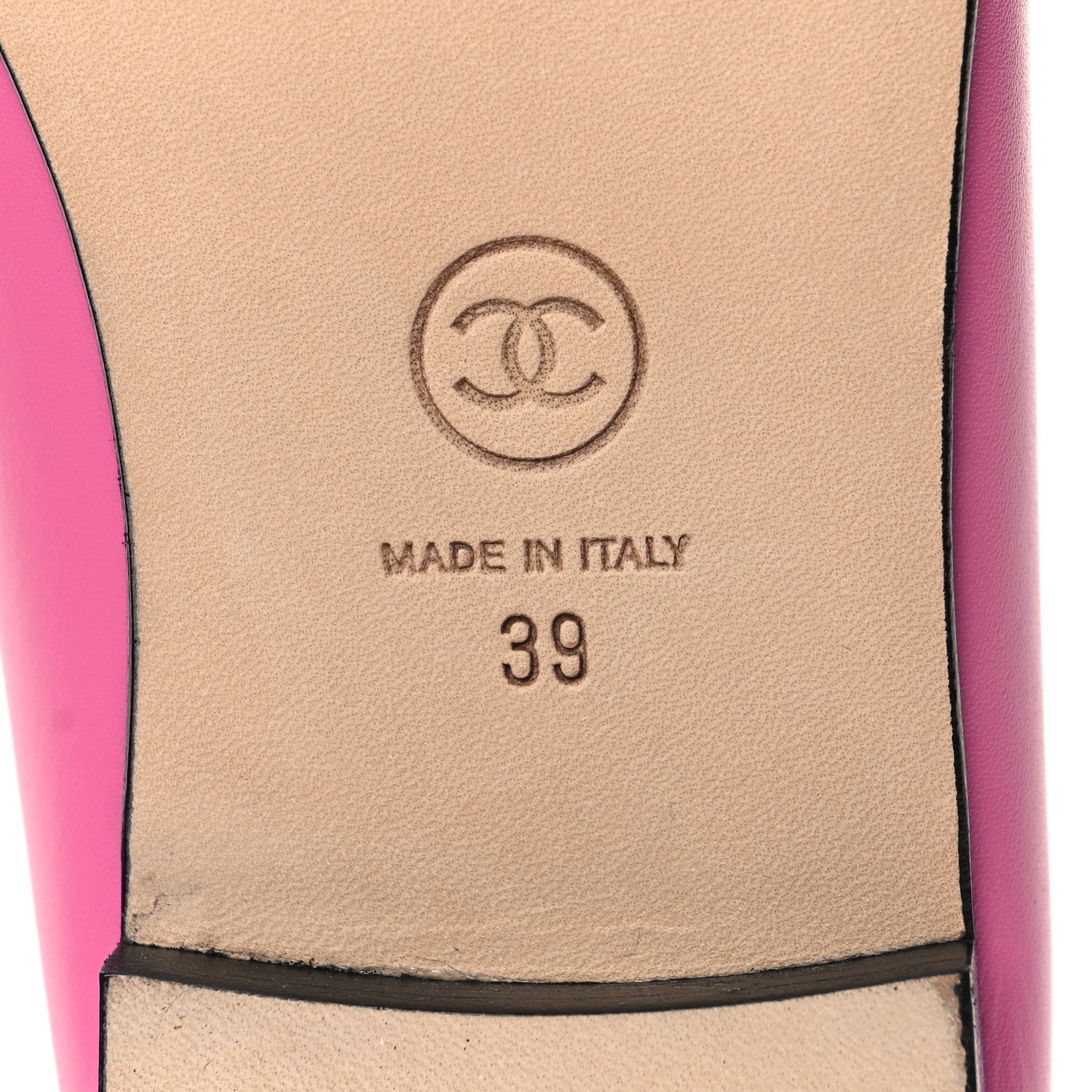 Chanel Calfskin Grosgrain Cap Toe CC Ballerina Flats 39 Pink Black 8 of 10