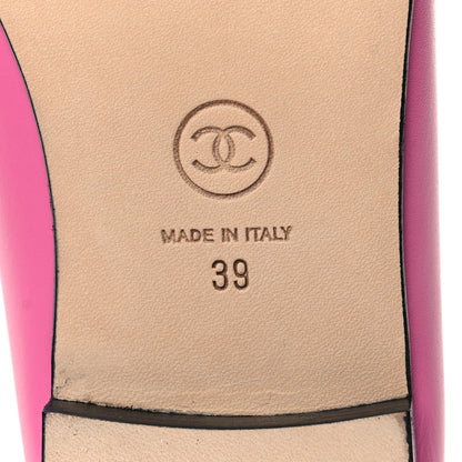 Chanel Calfskin Grosgrain Cap Toe CC Ballerina Flats 39 Pink Black 8 of 10