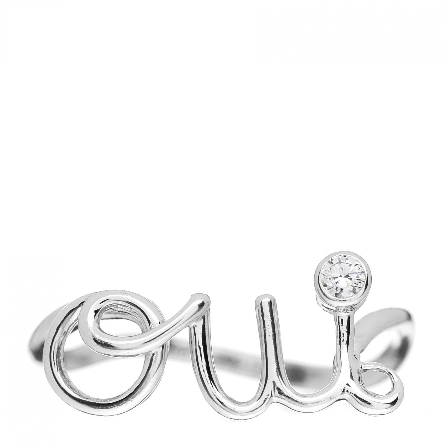 Christian Dior 18K White Gold Diamond Oui Ring 50 5.25 1 of 5