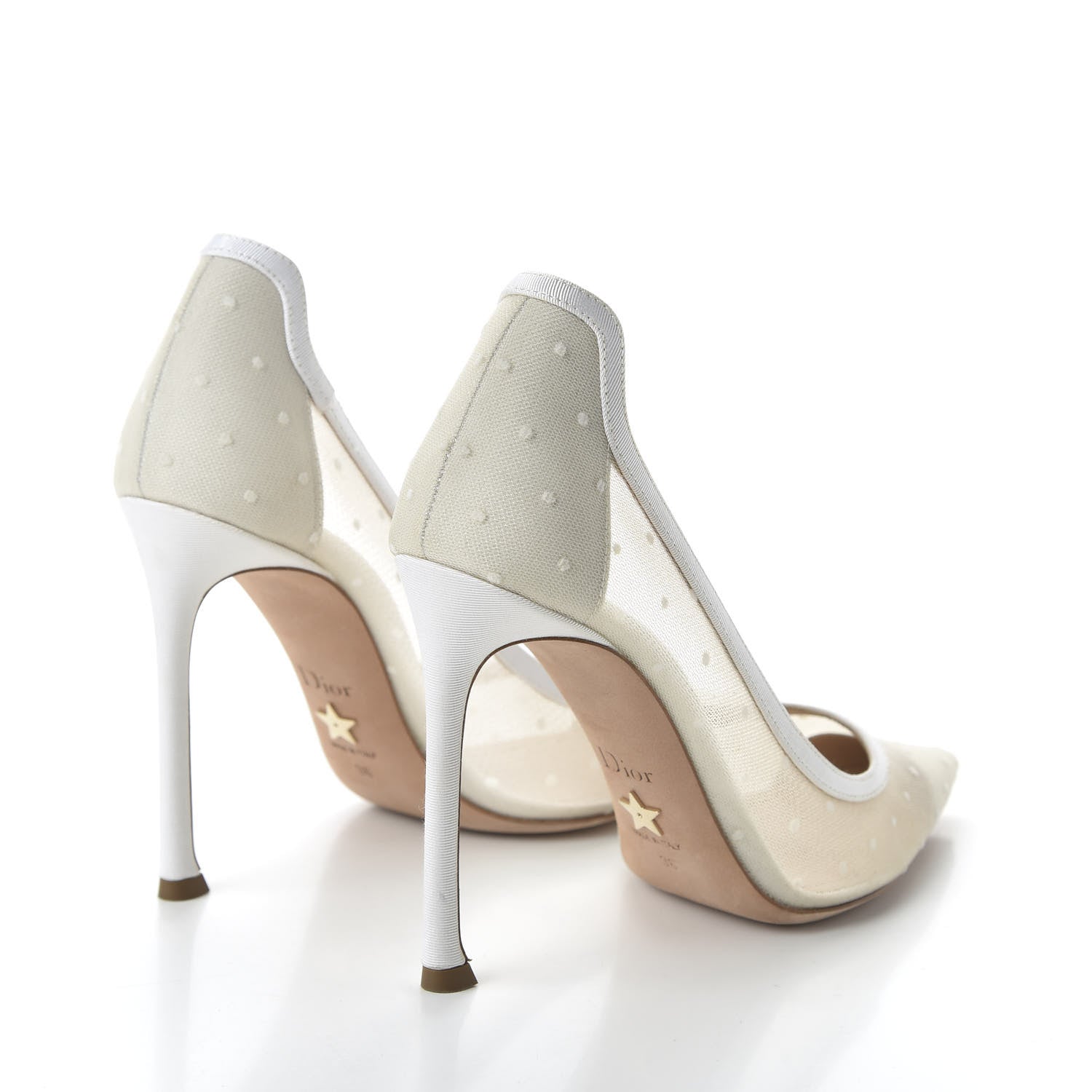 Christian Dior Mesh Plumetis Tulle D-Moi Pumps 36 White 5 of 9