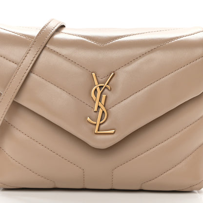 Saint Laurent Calfskin Y Quilted Monogram Toy Loulou Crossbody Bag Latte 8 of 13