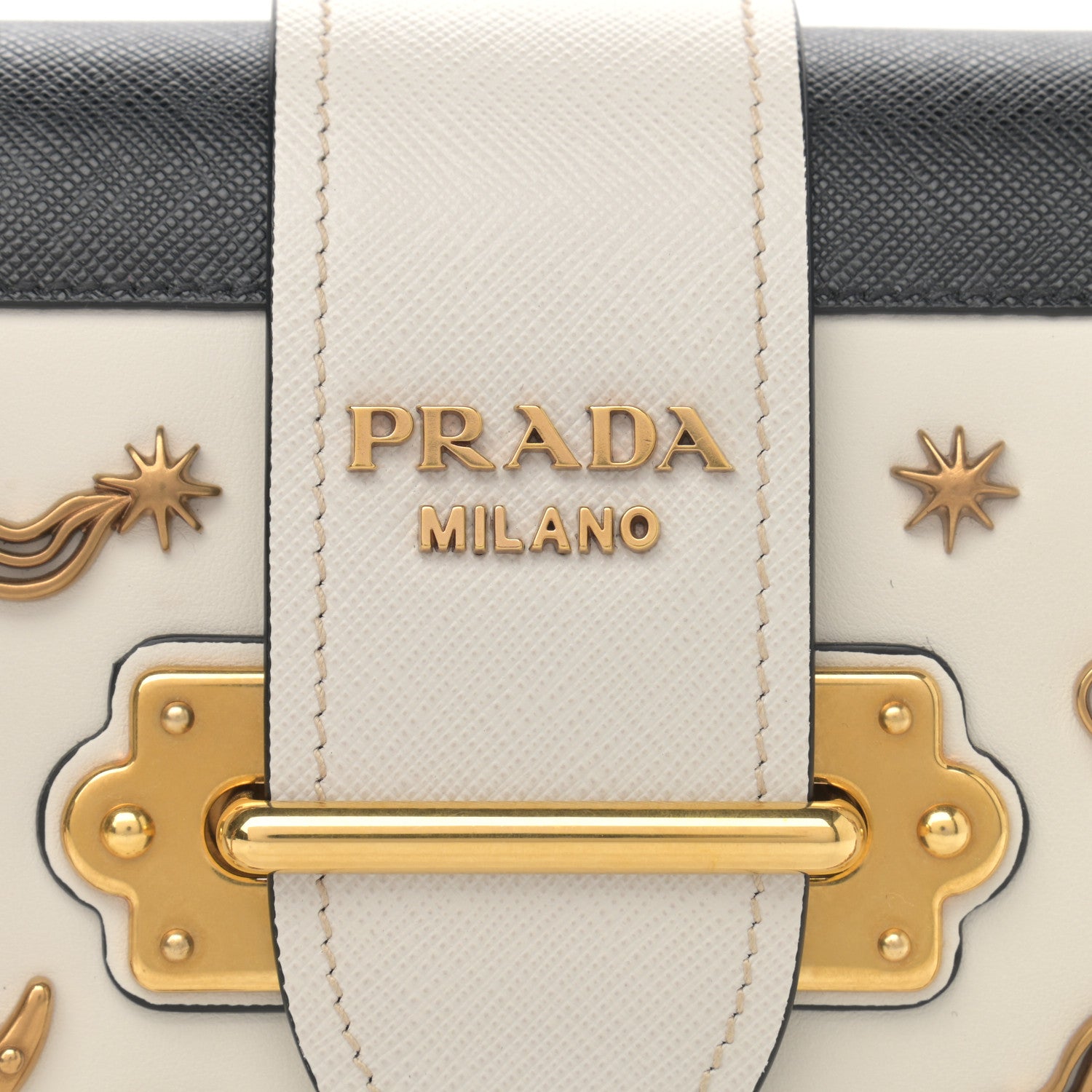 Prada City Calf Saffiano Astrology Cahier Bag Talco Black 7 of 9