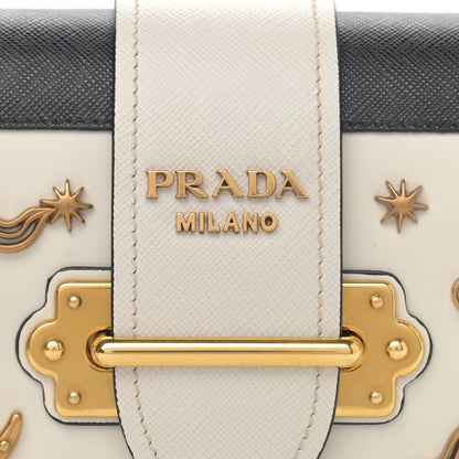 Prada City Calf Saffiano Astrology Cahier Bag Talco Black 7 of 9