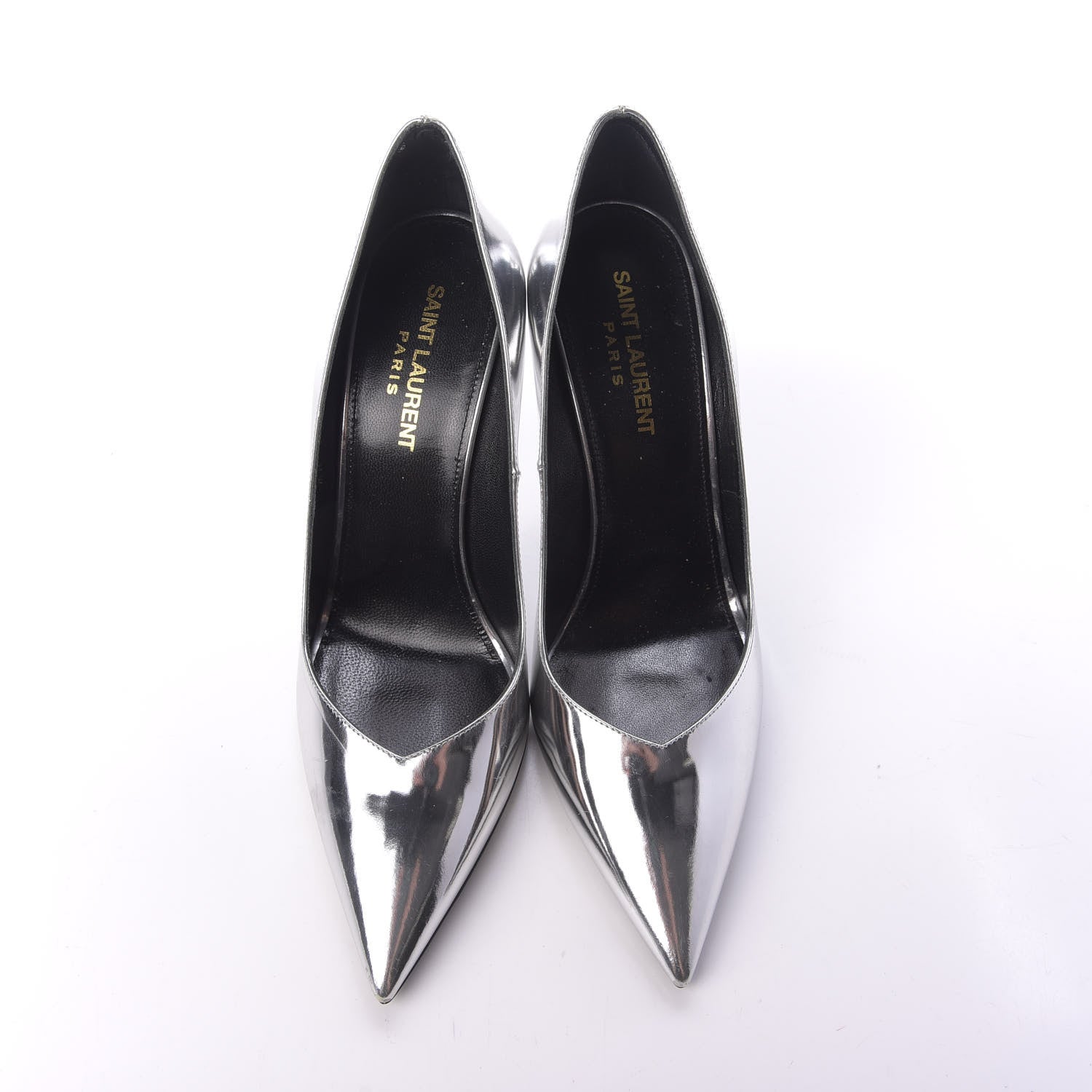 Saint Laurent Calfskin Kiki 100 Pumps 37 Silver 6 of 13