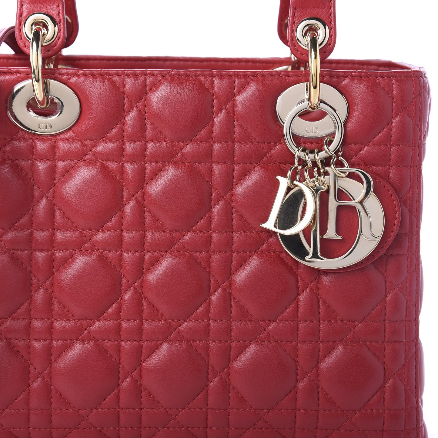 Lambskin Cannage Medium Lady Dior Red