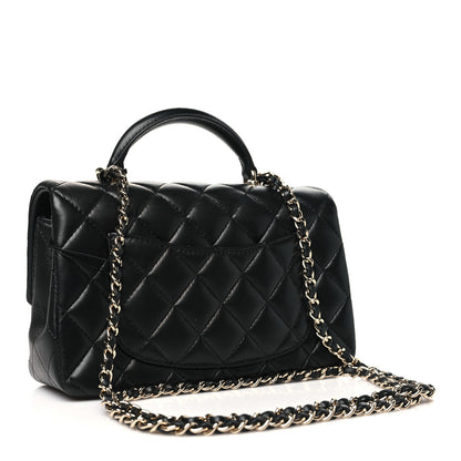 Chanel Lambskin Quilted Mini Top Handle Rectangular Flap Black 3 of 9