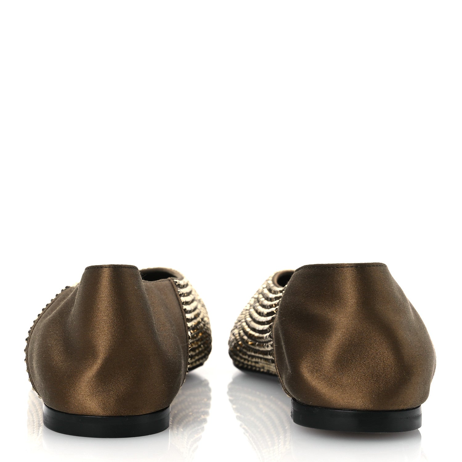 Saint Laurent Raso Seta Crystal Embellished Carolyn Mules 37 Kaki Starlight 37 Gold 6 of 11