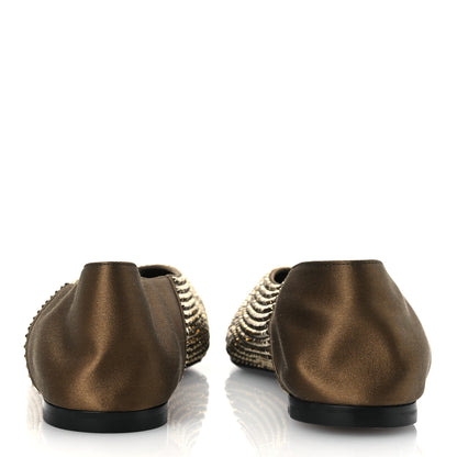 Saint Laurent Raso Seta Crystal Embellished Carolyn Mules 37 Kaki Starlight 37 Gold 6 of 11