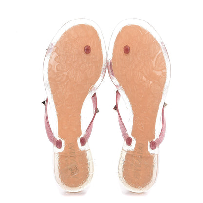 Valentino Garavani PVC Jelly Glitter Rockstud Bow Thong Sandals 37 Pink 7 of 10
