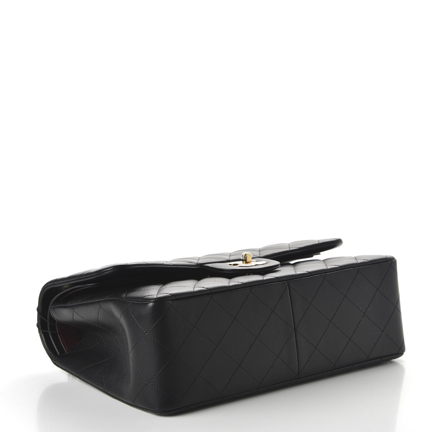 Lambskin Quilted Jumbo Double Flap Black