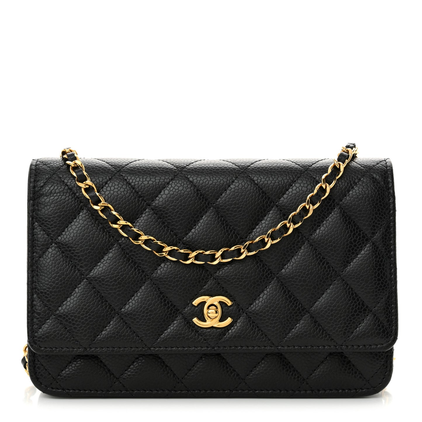 Caviar Quilted CC Turnlock Wallet On Chain WOC Black