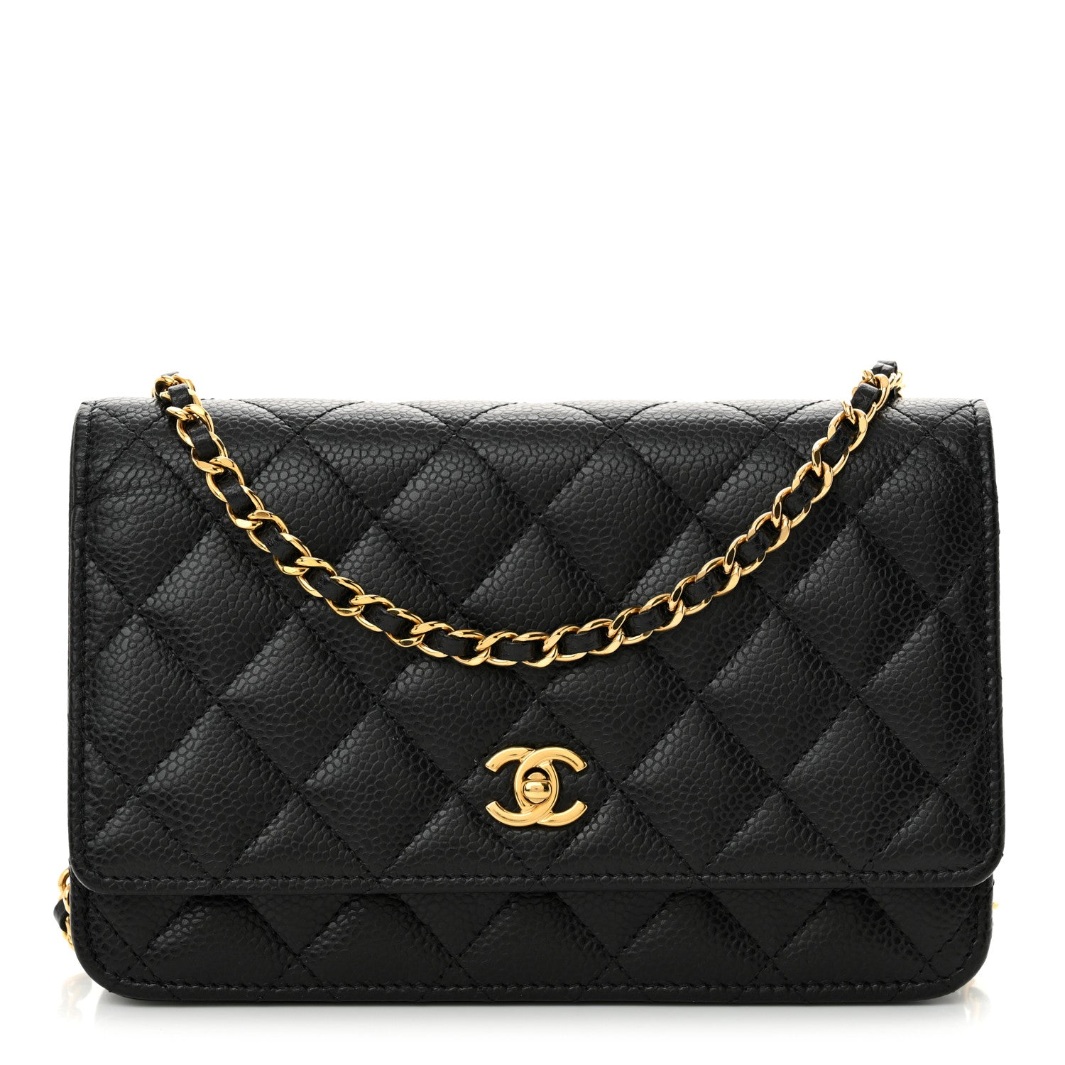 Chanel Caviar Quilted CC Turnlock Wallet On Chain WOC Black 1 of 13