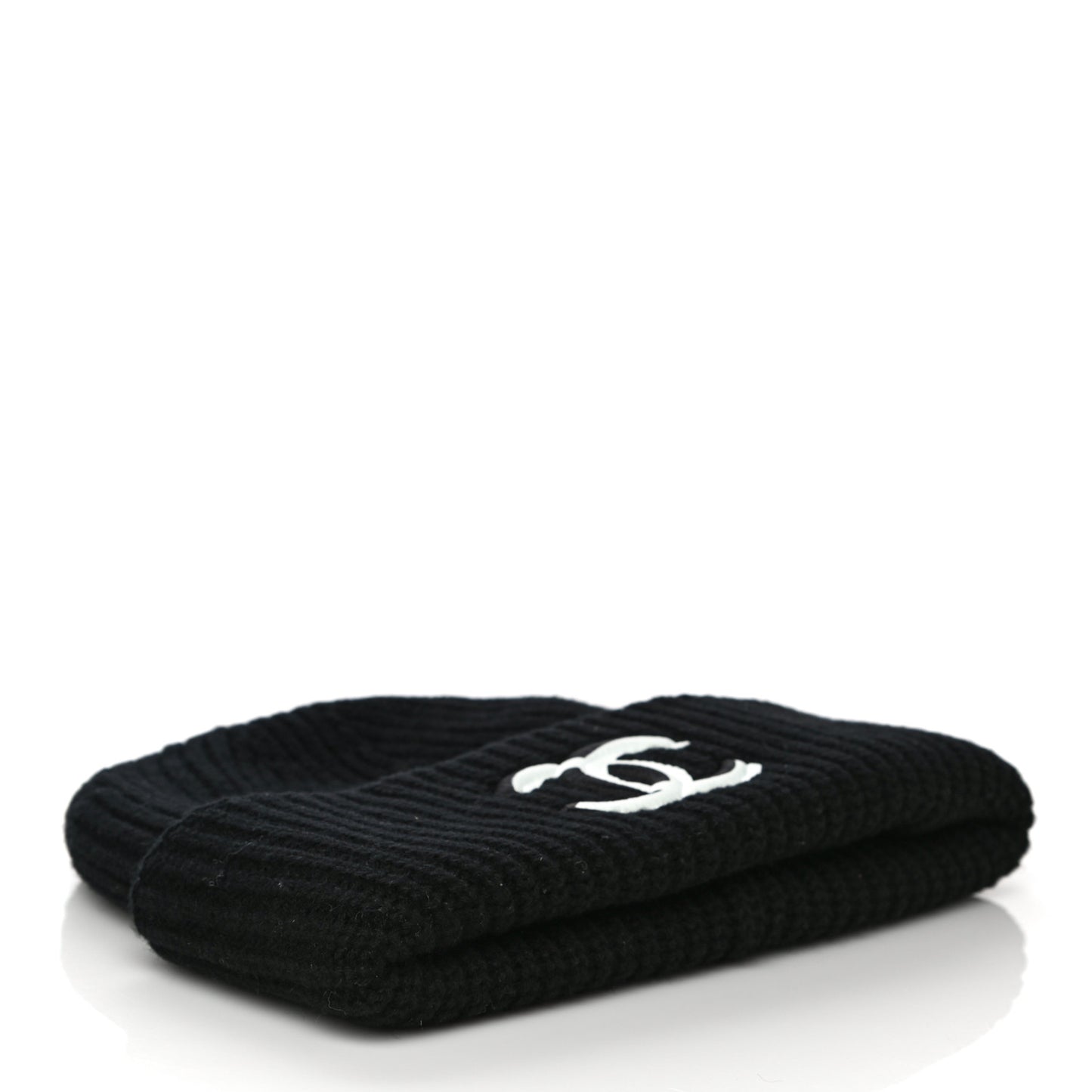 Wool Cashmere CC Beanie Hat Light Black White