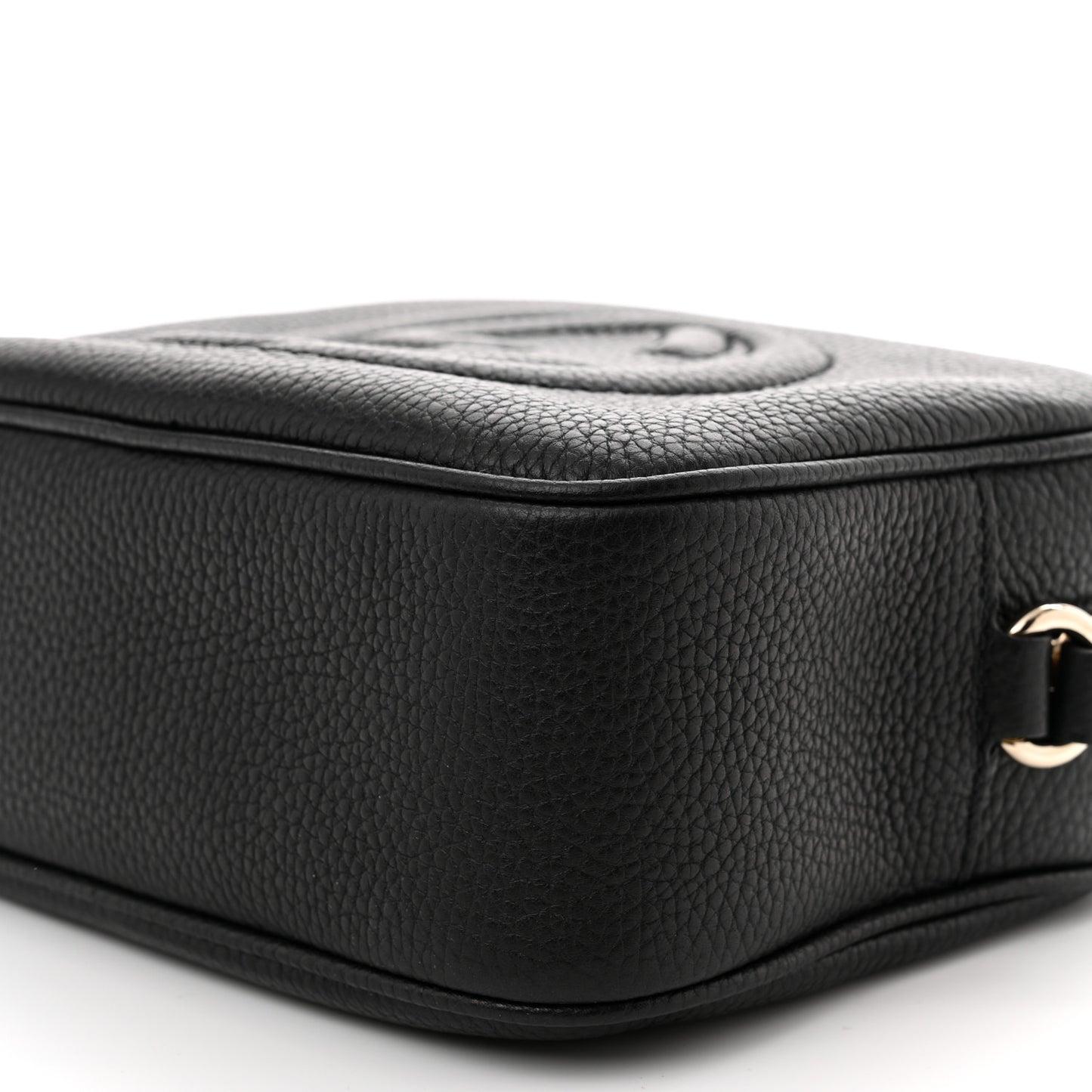 Pebbled Calfskin Small Soho Disco Bag Black