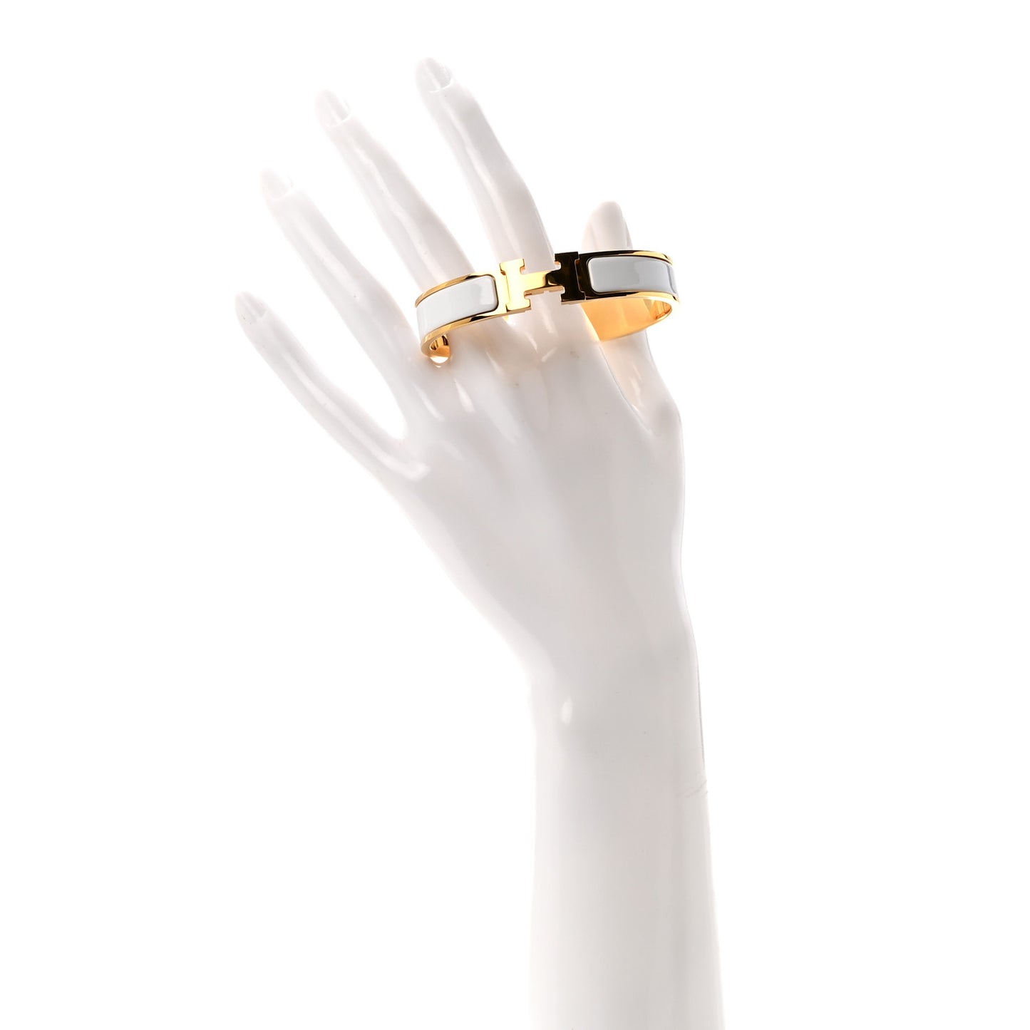 Enamel Narrow Clic Clac H Bracelet GM White
