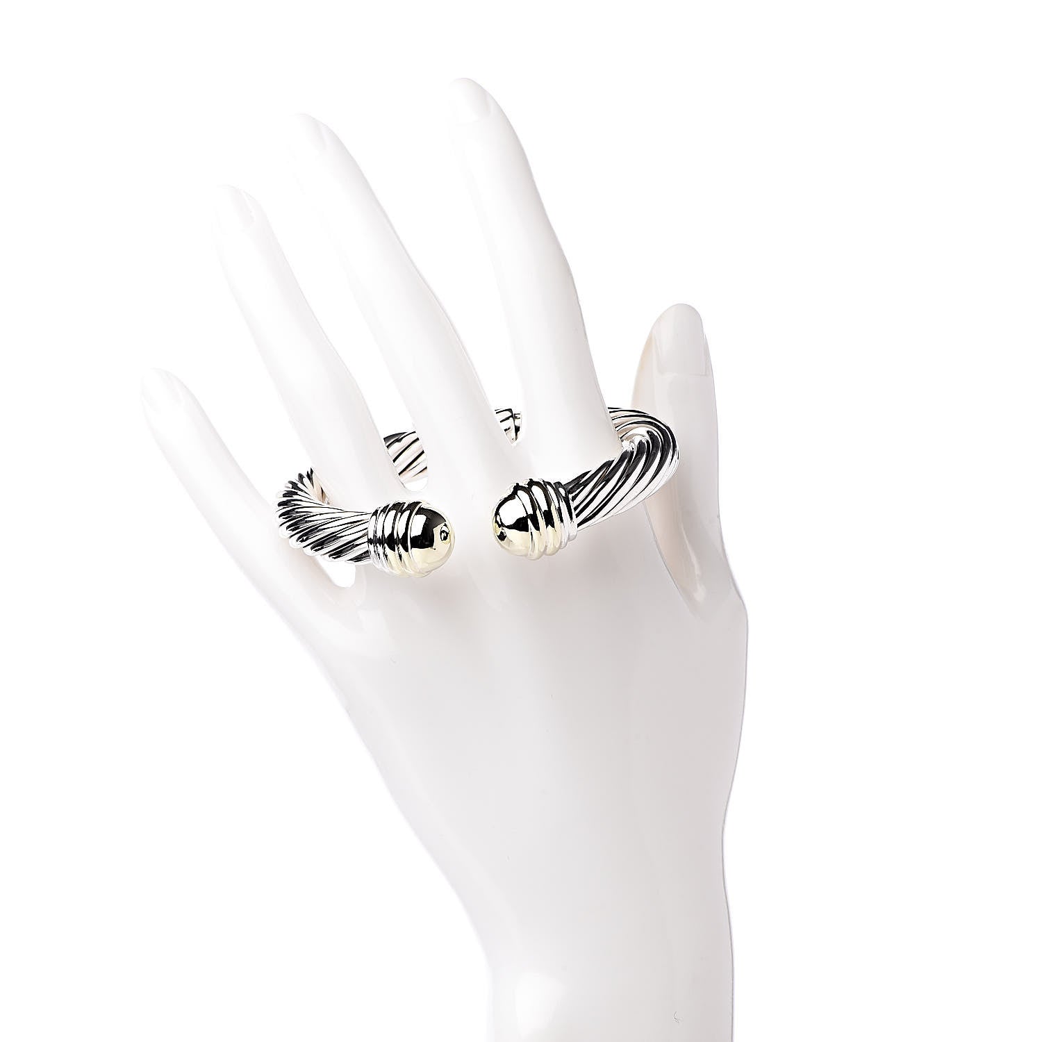David Yurman Sterling Silver 14K Yellow Gold 10mm Cable Classics Bracelet 2 of 8