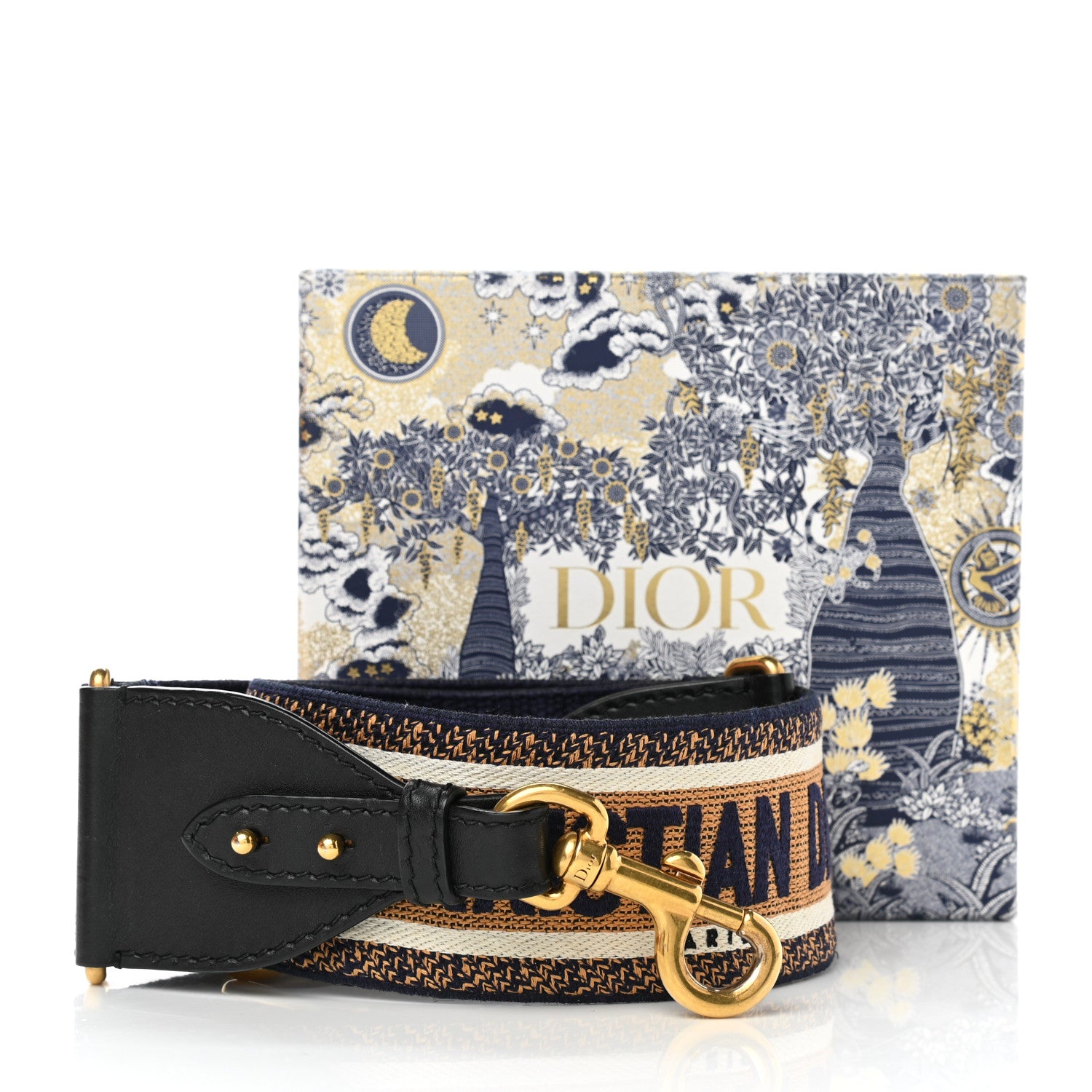 Christian Dior Canvas Embroidered Shoulder Strap Chocolate Multicolor 7 of 7