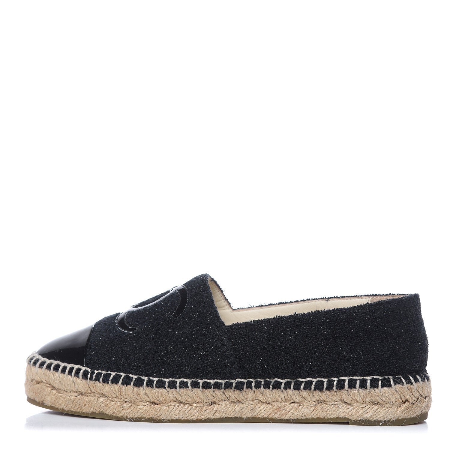 Chanel Fabric Patent Calfskin CC Espadrilles 36 Black 1 of 9