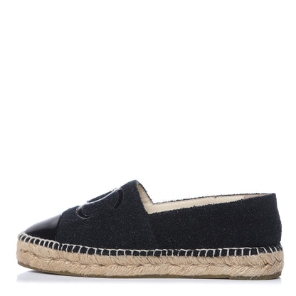 Chanel Fabric Patent Calfskin CC Espadrilles 36 Black 1 of 9