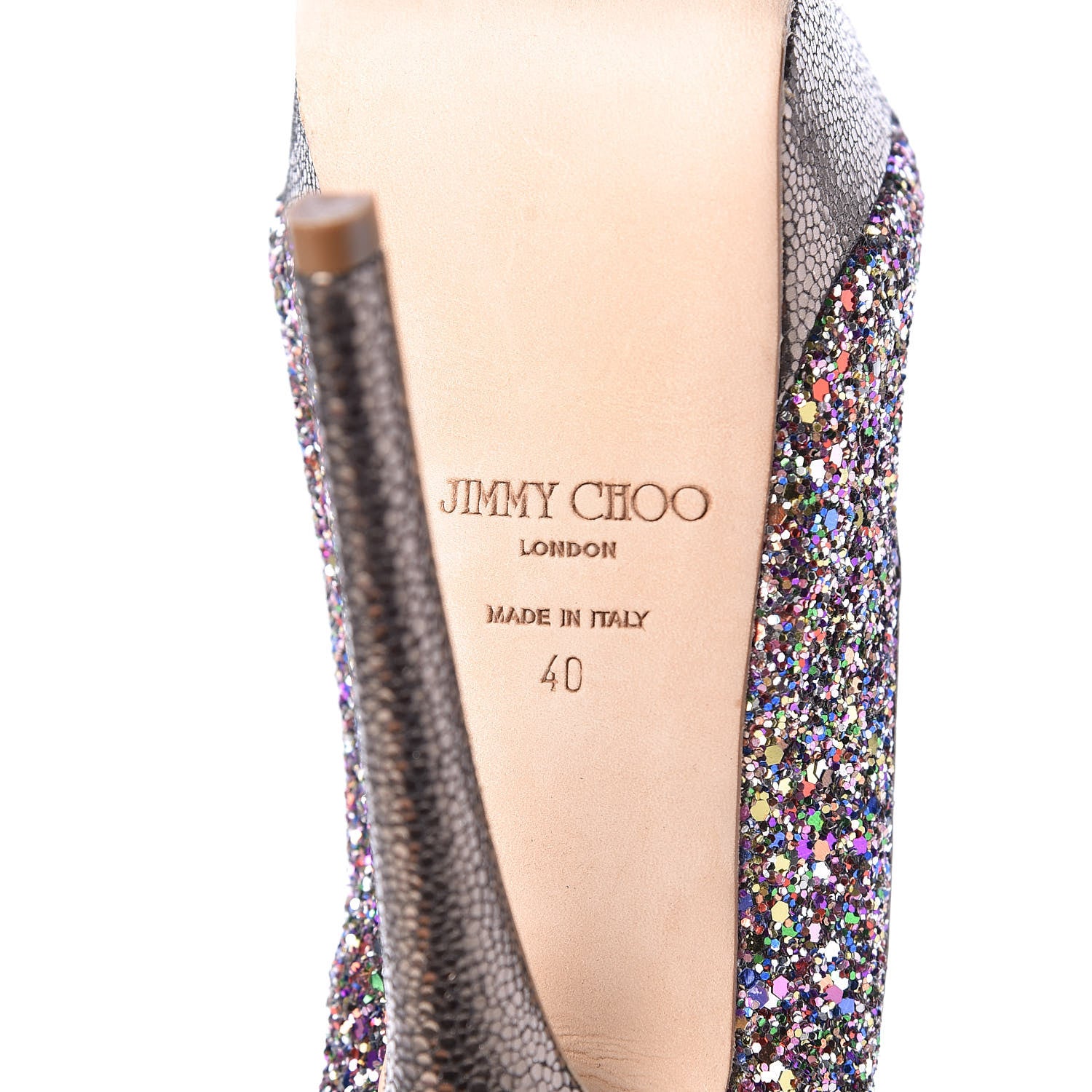Jimmy Choo Glitter Fabric Vibe Peep Toe Platform Pumps 40 Multicolor 9 of 18