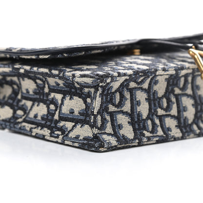 Christian Dior Oblique Saddle Chain Pouch Blue 9 of 10