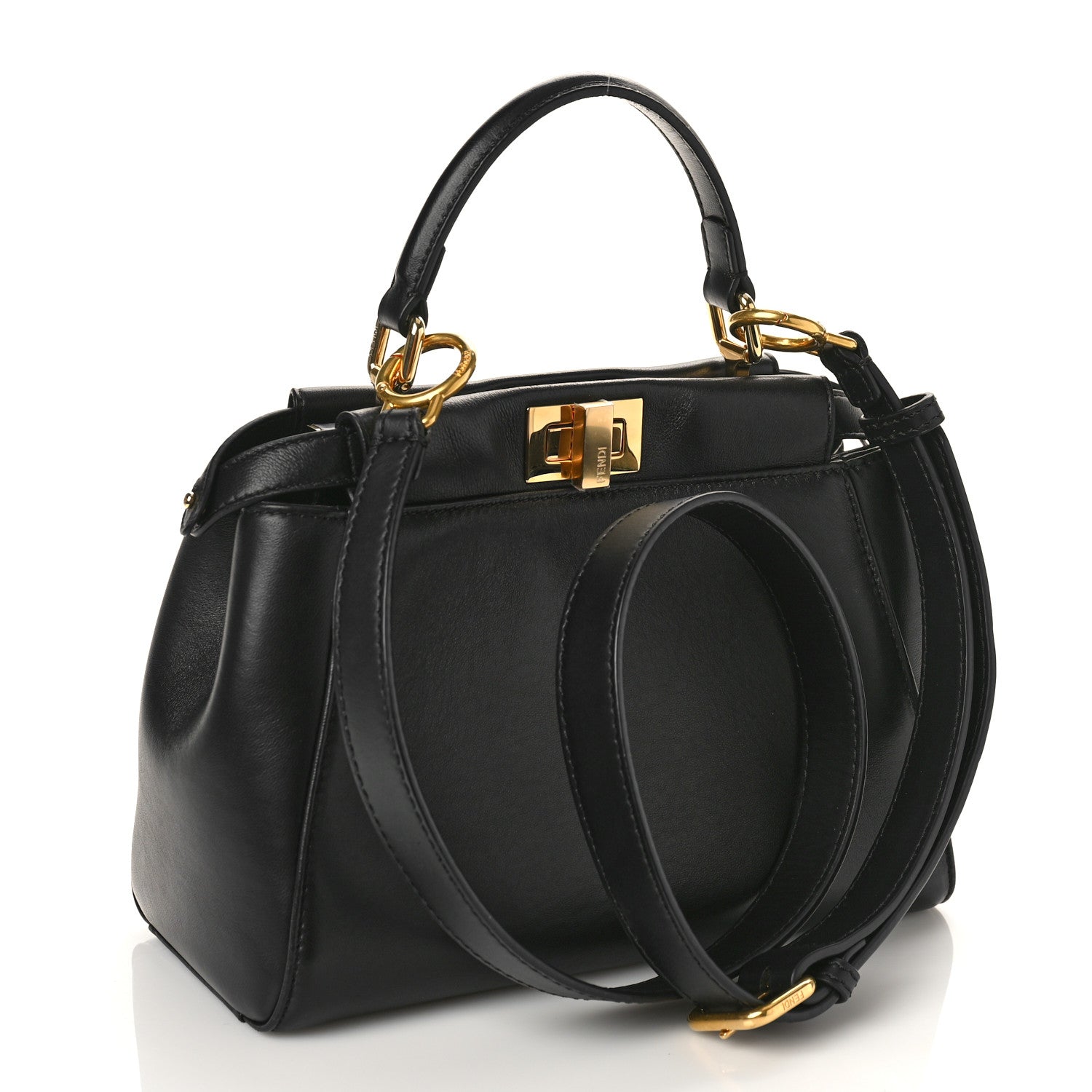 Fendi Nappa Stacked Bar Mini Peekaboo Iconic Satchel Black 3 of 9