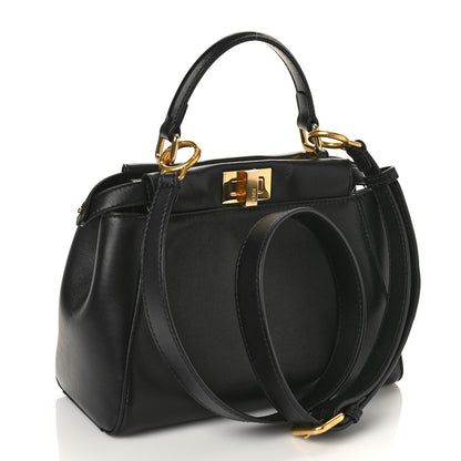 Fendi Nappa Stacked Bar Mini Peekaboo Iconic Satchel Black 3 of 9