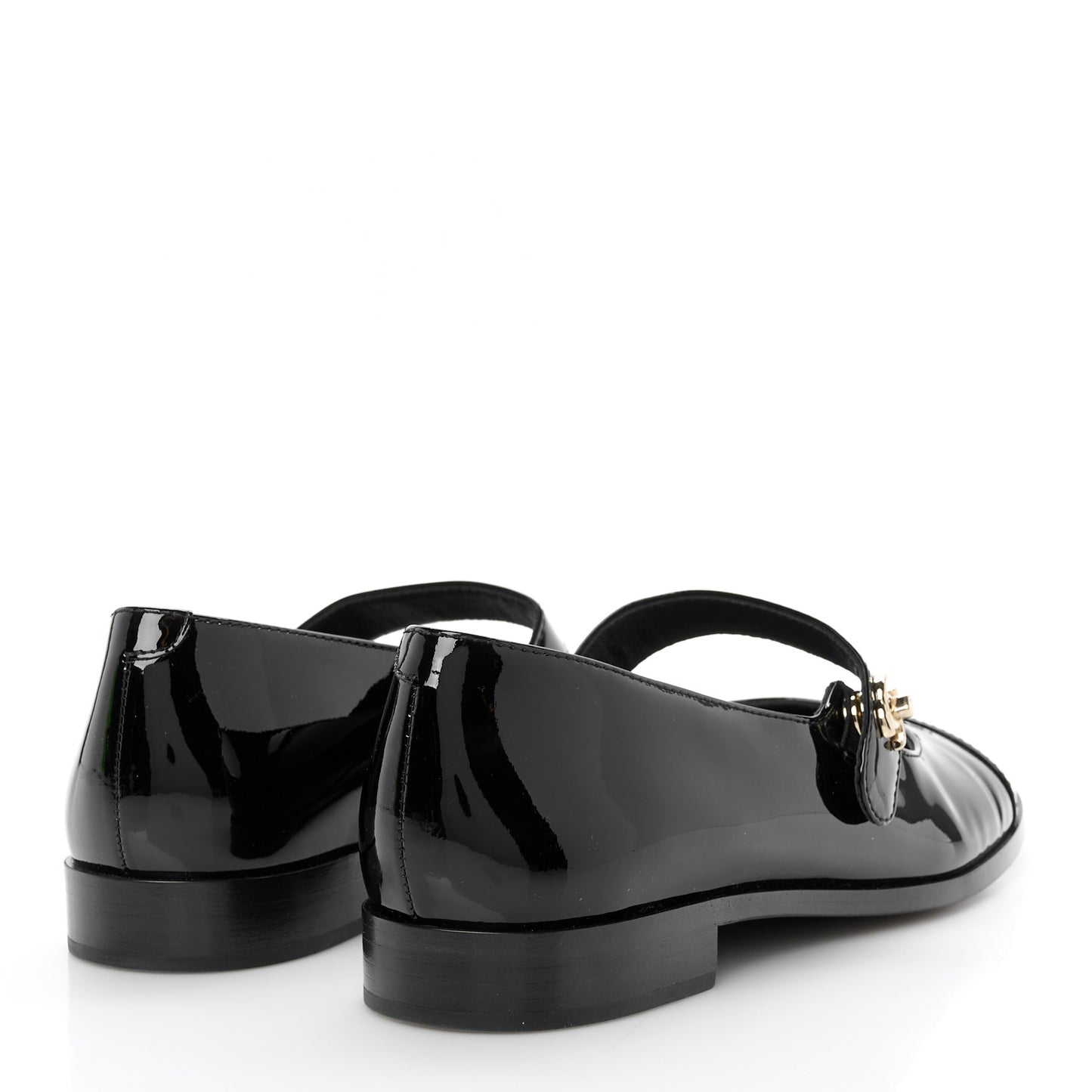 Patent Calfskin Mary Janes Flats 39 Black