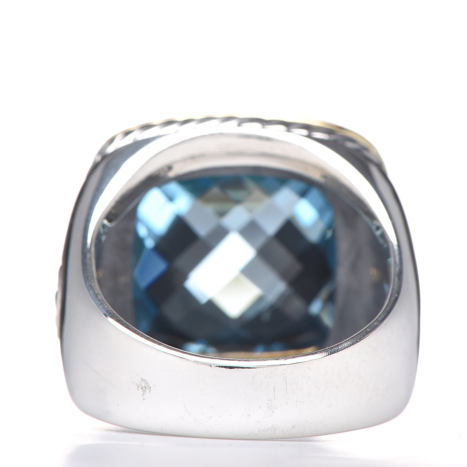David Yurman Sterling Silver 18K Yellow Gold Blue Topaz 14mm Albion Statement Ring 54 7 4 of 6
