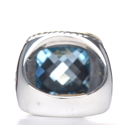 David Yurman Sterling Silver 18K Yellow Gold Blue Topaz 14mm Albion Statement Ring 54 7 4 of 6