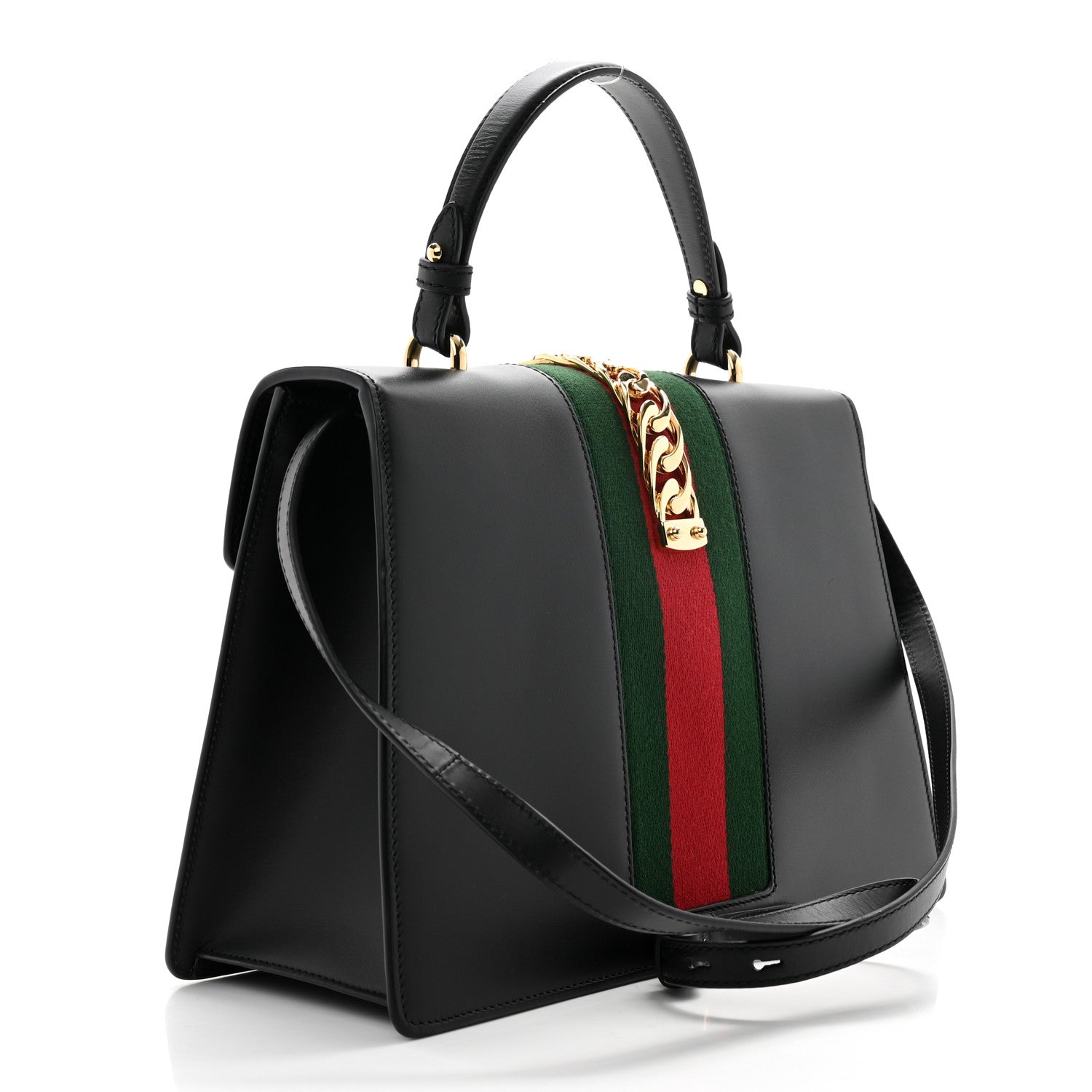 Gucci Calfskin Medium Sylvie Top Handle Bag Black 3 of 12