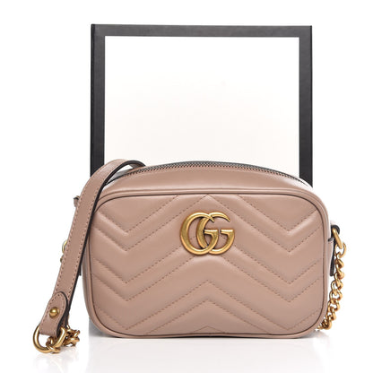 Gucci Calfskin Matelasse Mini GG Marmont Chain Shoulder Bag Nude 7 of 7