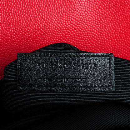 Saint Laurent Grain De Poudre Matelasse Chevron Large Monogram Satchel Lipstick Red 8 of 8