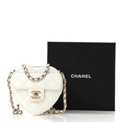 Chanel Lambskin Quilted CC In Love Heart Clutch With Chain White 11 of 11