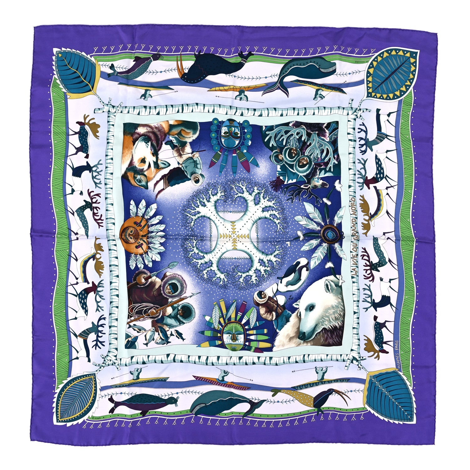Hermes Silk La Vie Du Grand Nord Scarf 90 1 of 5