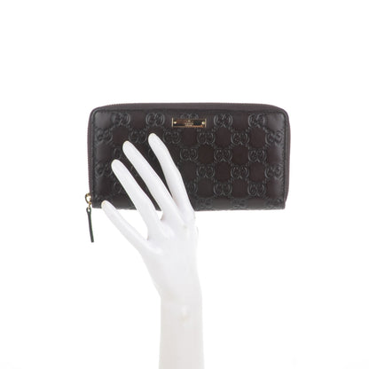 Gucci Guccissima Metal Bar Zip Around Wallet Dark Brown 2 of 7