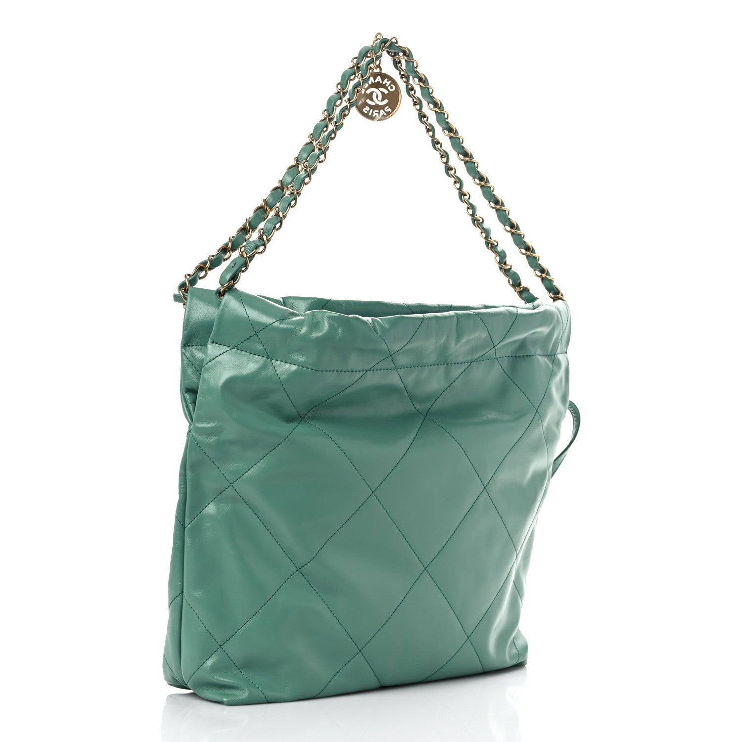 Chanel Shiny Calfskin Quilted Small Chanel 22 Green 4 of 10