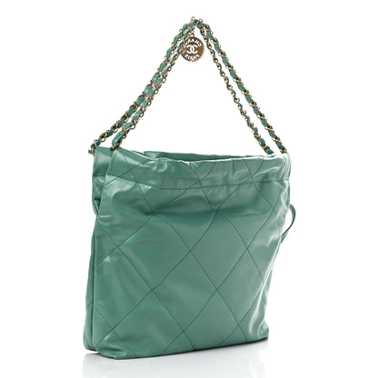 Chanel Shiny Calfskin Quilted Small Chanel 22 Green 4 of 10