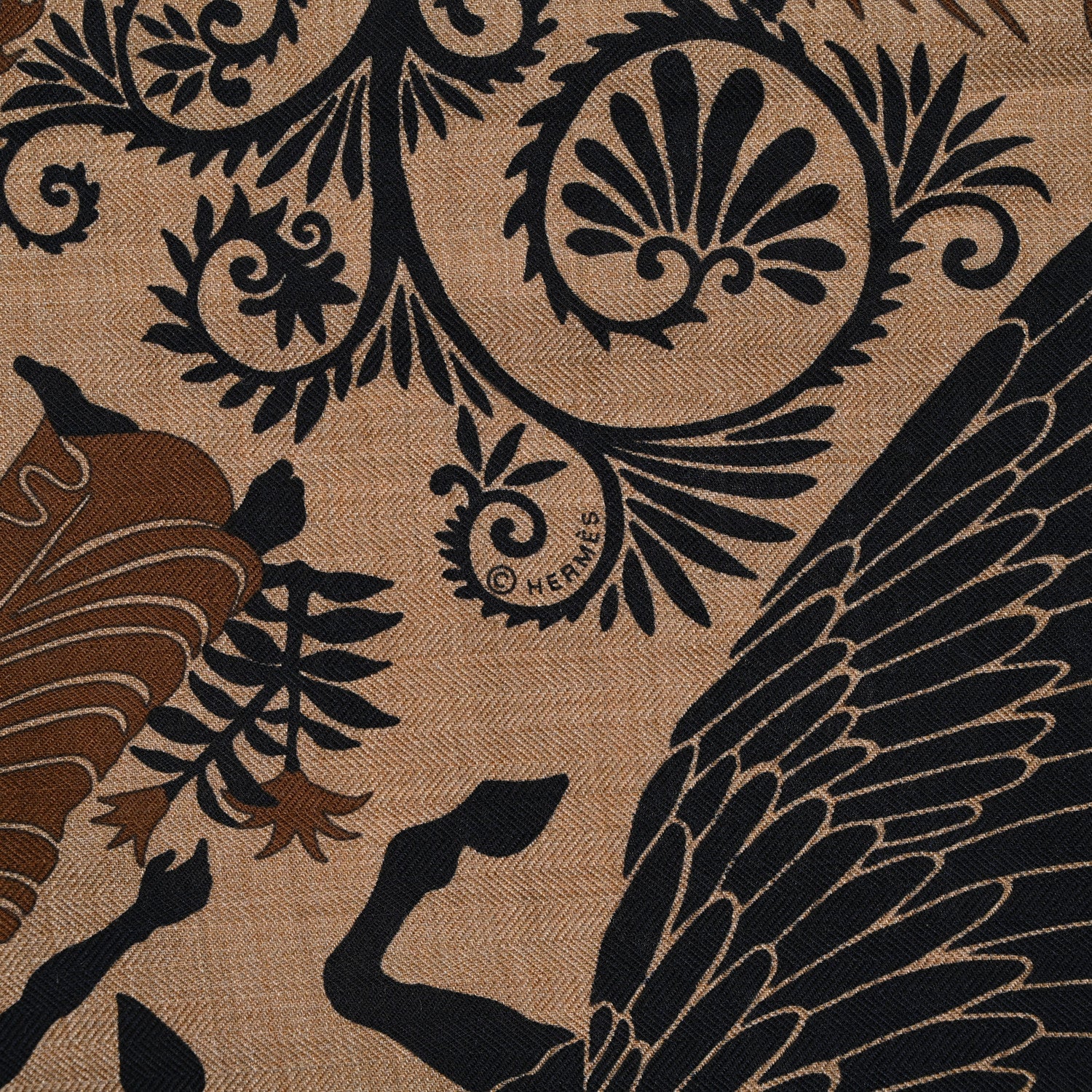 Hermes Silk Sous Le Charme d'Orphee Double Face Scarf 140 Caramel Caban Noisette 4 of 5