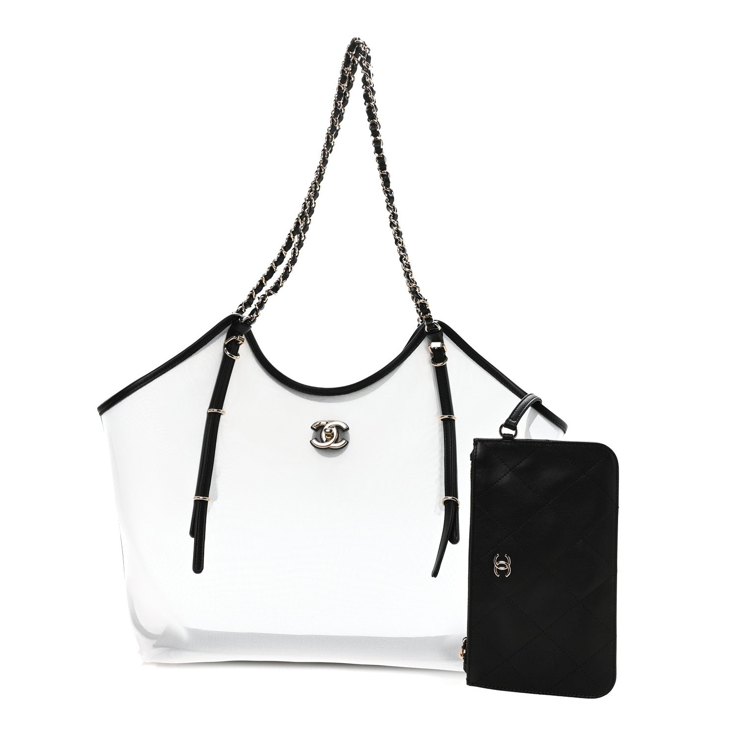 Chanel Mesh Calfskin Coco Beach Shopping Tote Black 2 of 11