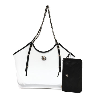 Chanel Mesh Calfskin Coco Beach Shopping Tote Black 2 of 11