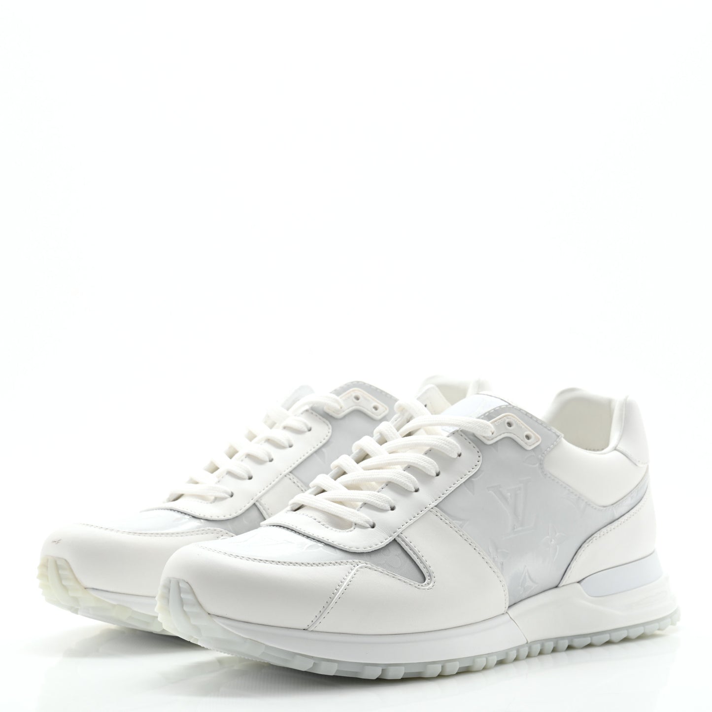 Iridescent Textile Monogram Calfskin Mens Run Away Sneakers 7 White