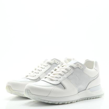 Louis Vuitton Iridescent Textile Monogram Calfskin Mens Run Away Sneakers 7 White 3 of 12