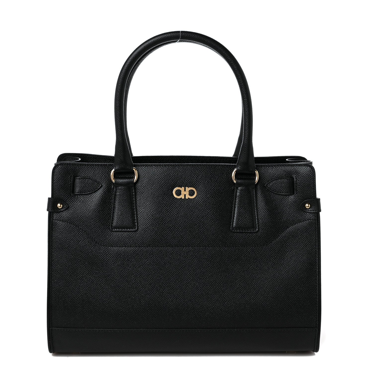 Salvatore Ferragamo Hammered Calfskin Briana Tote Black 1 of 10